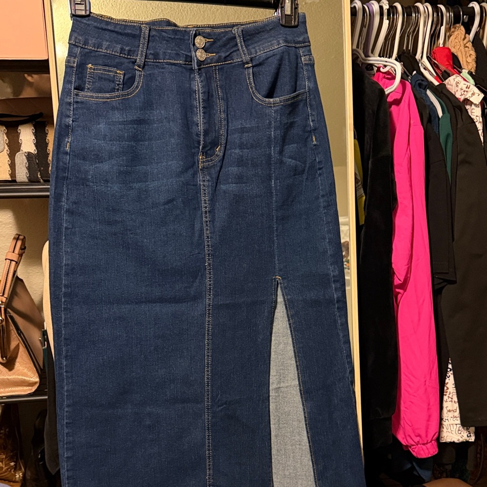 SHEIN Deep Blue Denim Skirt